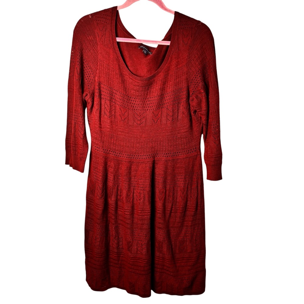 American Eagle Outfitters Dress Large Burgundy Knit 3/4 Sleeve